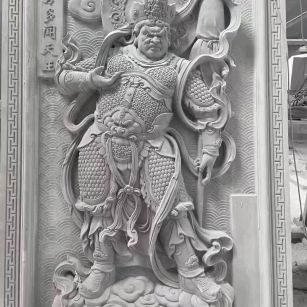 湖南 芝麻灰花岗岩人物雕刻——多闻天王