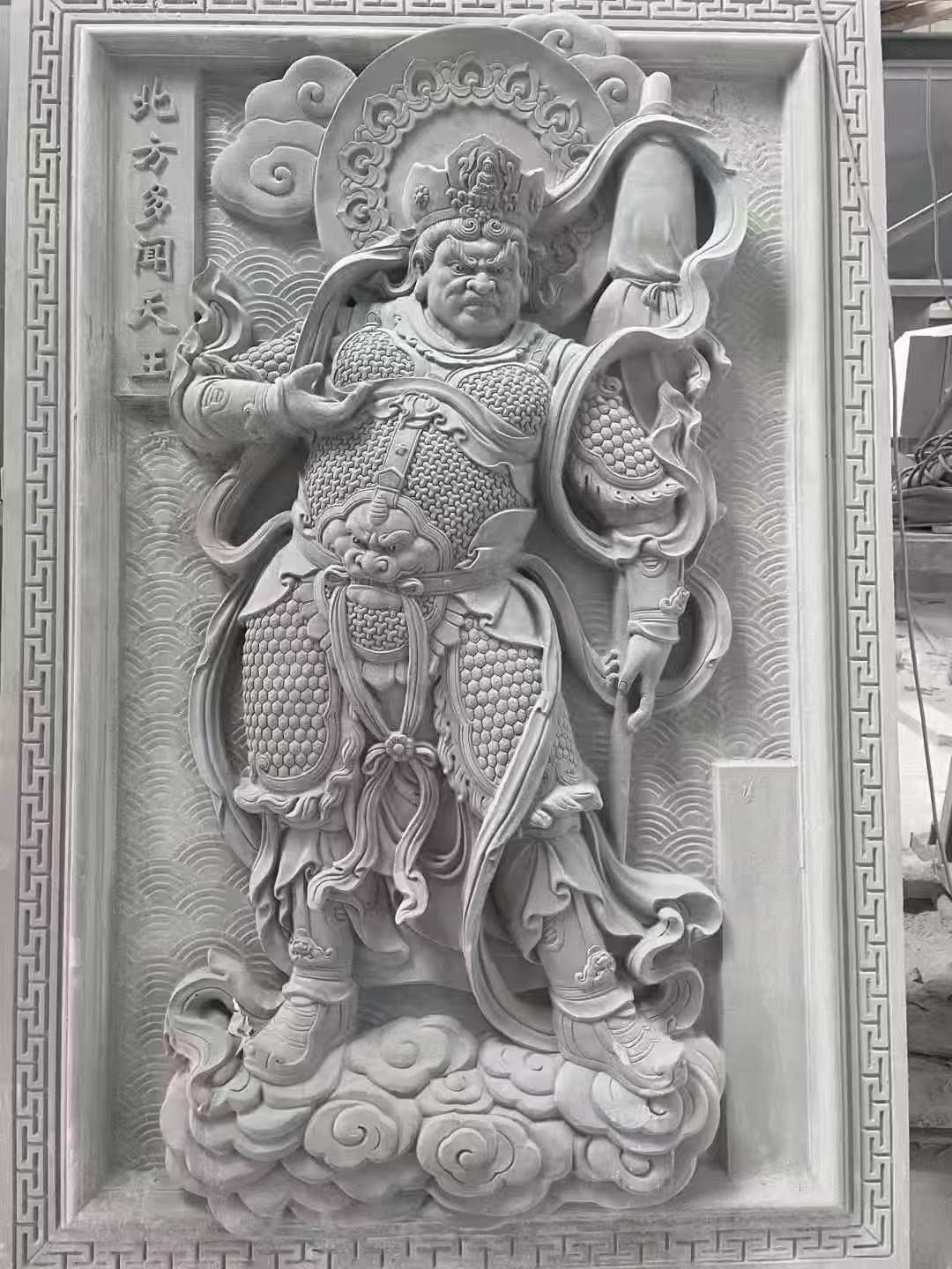 湖南 芝麻灰花岗岩人物雕刻——多闻天王