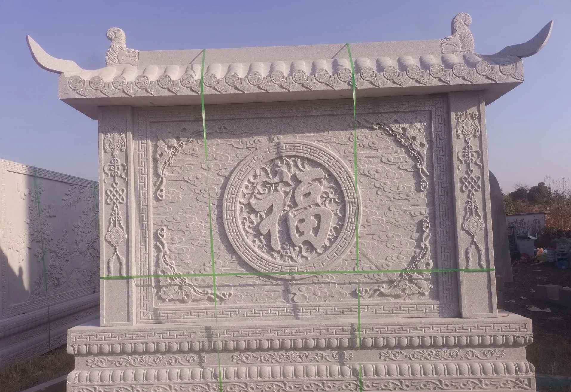 湖南 芝麻白花岗岩屏风，照壁，影壁